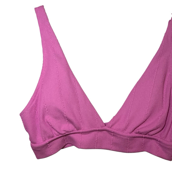 aerie Women’s Rib Pink Bikini Top - Picture 2 of 3